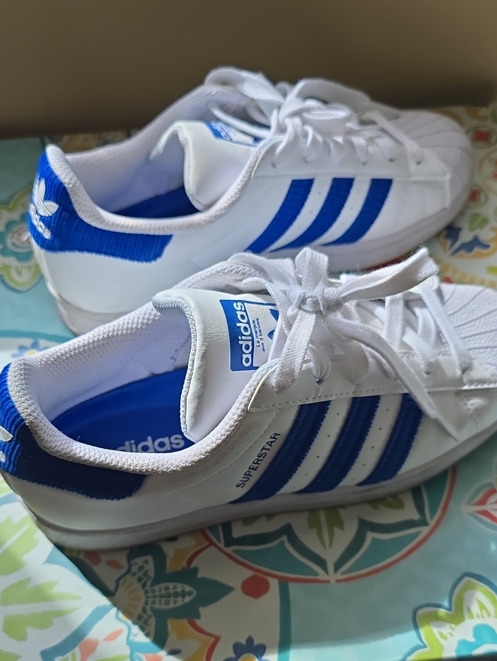 Adidas Kids White & Blue Classic Sneakers
